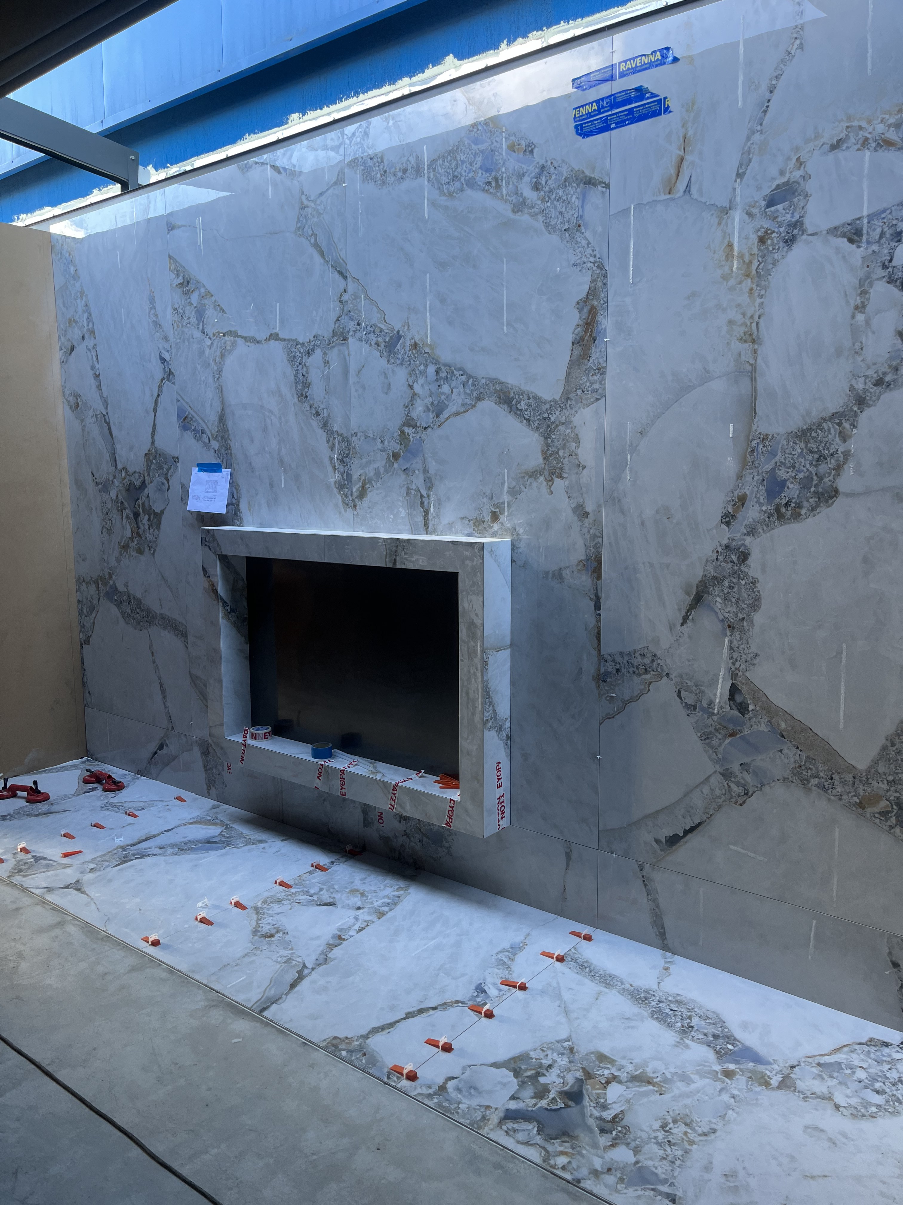 Fireplace tile surround